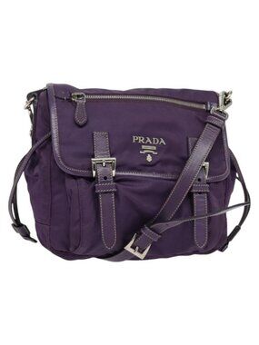 Authentic PRADA Shoulder Bag Nylon Purple Silver